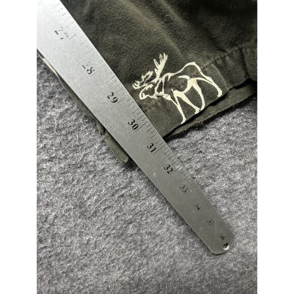 Abercrombie & Fitch Pants Mens Medium Green Moose Print‎ Lounge Vintage All Over - Picture 3 of 7
